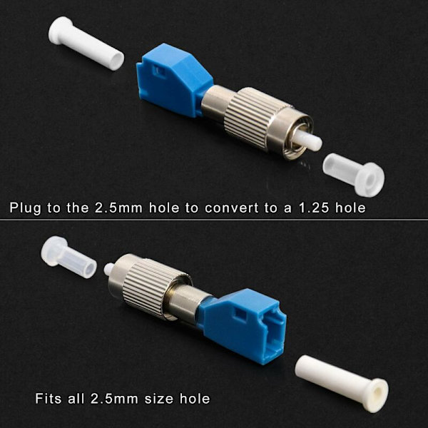 Fiberoptisk adapter, fiberoptisk kontakt, FC hann 2,5 mm til LC hunn 1,25 mm, adapter for fiberoptiske kabler, 2 stk.
