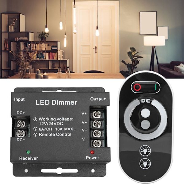 Touch RF Trådløs LED-Dimmer, LED-Lysstyring, DC 12V 24V Fjernbetjening til LED-Stripslys