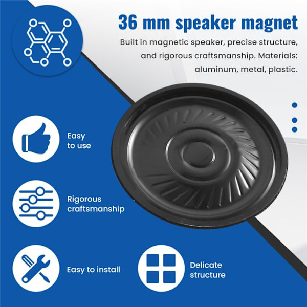 36Mm 16 Ohm 1W Aluminiumshus Internt Magnetspeaker