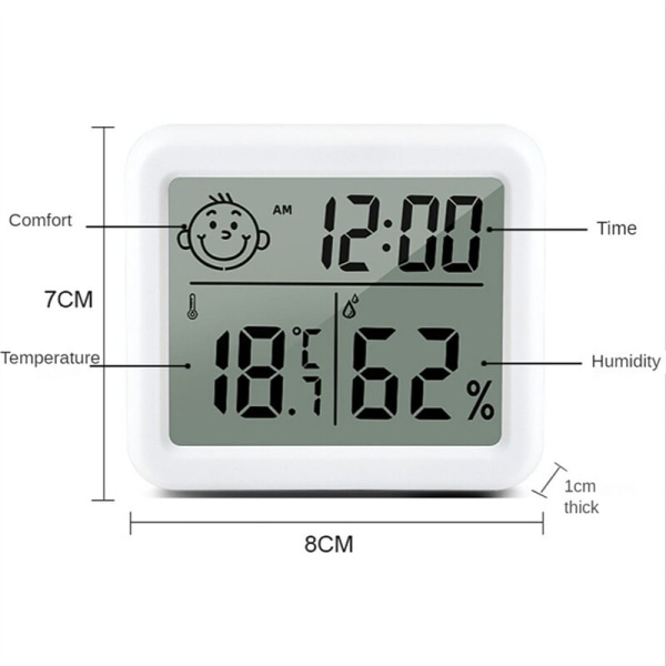 Ultratunn digital termometer elektronisk automatisk mätare fuktighetsmonitor väckarklocka LCD inomhus torr hygrometer