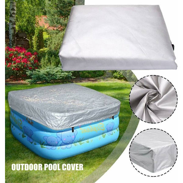 Firkantet Hot Tub Dæksel til Spa, Rektangulært Havebadekar Dæksel i 210D Oxfordstof Vind- og UV-resistent (218x218x30cm, Sølv)