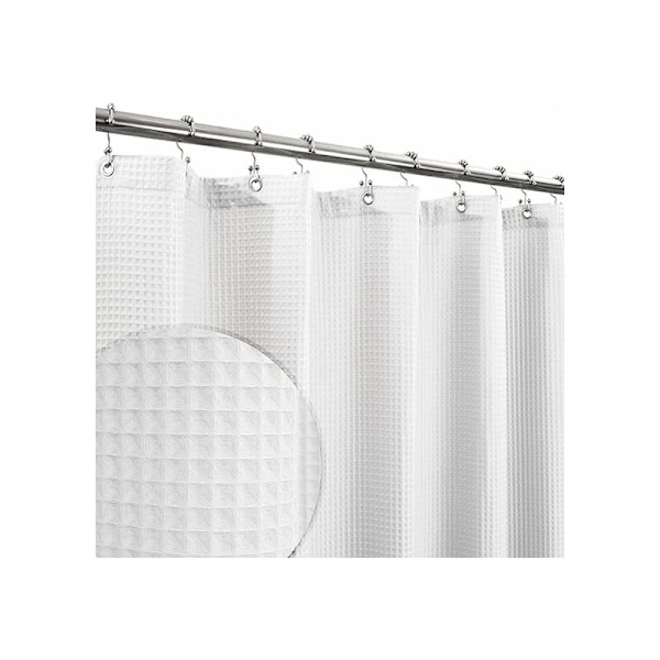 Bomuldsblanding bruseforhæng, Honeycomb Waffle Weave, blødt og hotelspa, vaskbart, hvidt, 72 x 72 tommer