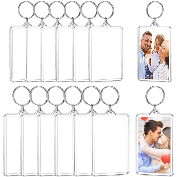 12 stk Akryl Bildet Ramme Nøkkelringer, Nøkkelring, Bilde Ramme Henger Gave, Foto Nøkkelring, for Familie Venner, Personlig Foto Håndverk Gave