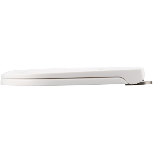 Moderne toiletbræt i D-form - blødt luk, nem rengøring, holdbar lynlås i toppen, hvid - 39-46 cm x 35,5 cm