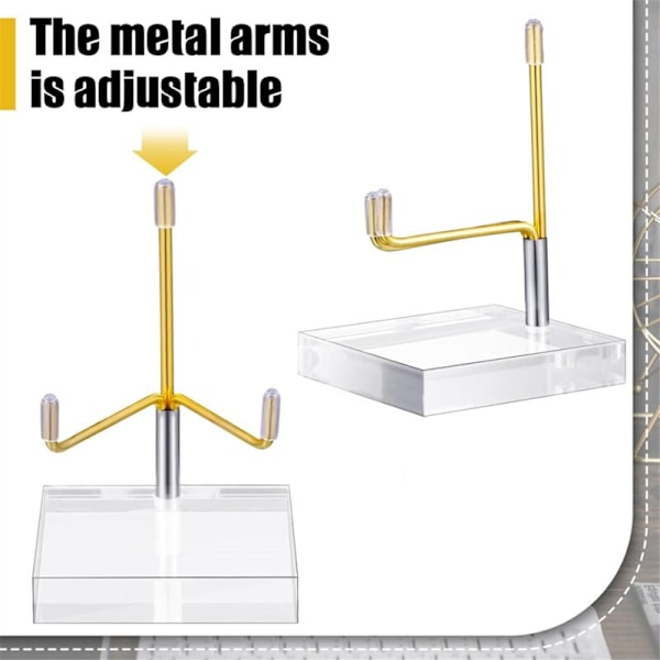 4 stk Justerbare Metall Arm Display Stativ med Akryl Base Display Stativ Sølv