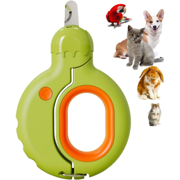 Kæledyrsnegleklipper til katte, hunde, negleklipper til kattehunde med lys for at undgå overdreven trimning, perfekt klo-glooming-værktøj (avocadogrøn)