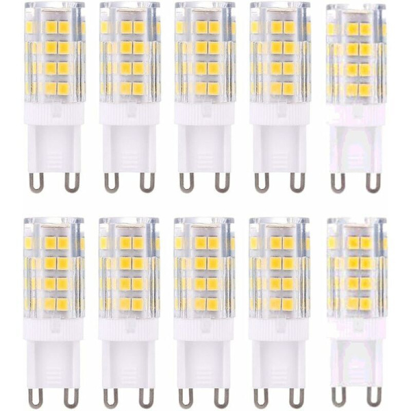 G9 LED Pære, Varmt Hvidt 3000K 5W G9 LED Pære svarende til 40W halogenpærer 420 lumen ikke dæmpbar, pakke med 10 [Energiklasse A+]