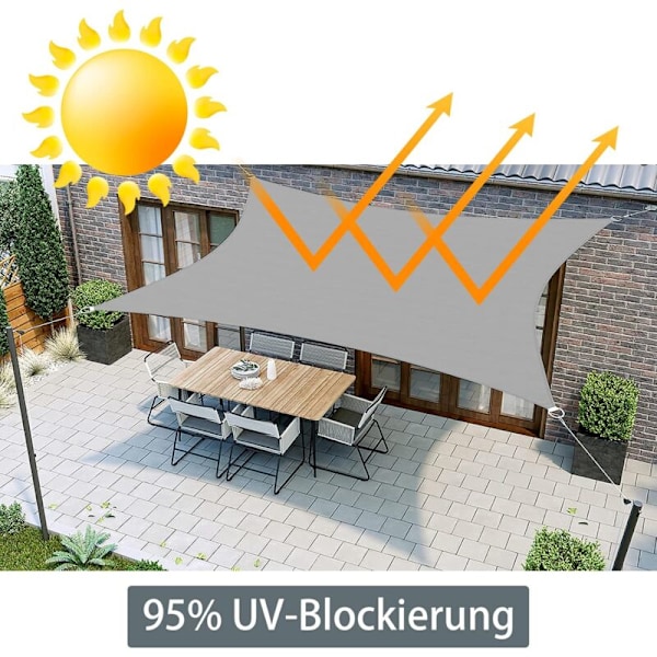 Vandafvisende Rektangulær Skygge Sejl, Oxford Polyester 95% UV Beskyttelse, Tårebestandig, Udendørs Solbeskyttelse til Have, Balkon, Terrasse, Patio, C