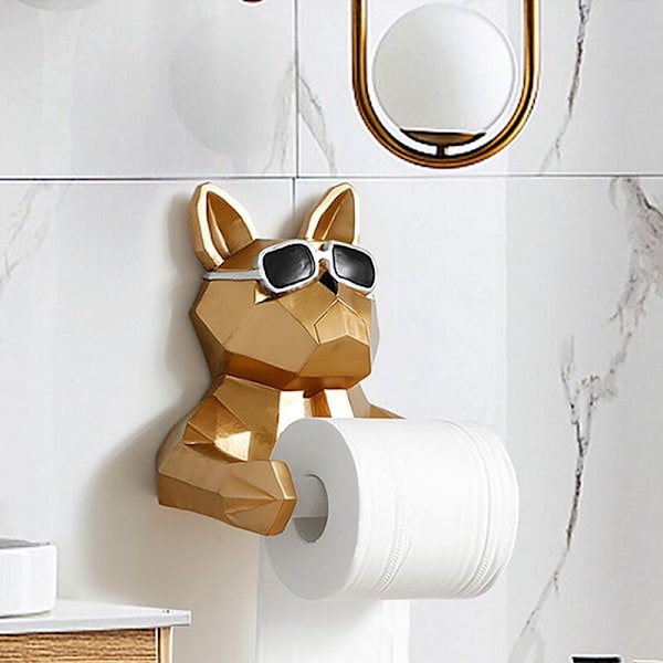 Sööt eläinpaperipidike wc-paperirullalle, ripustettava wc-paperipidike kylpyhuoneen seinäkoriste (kulta)