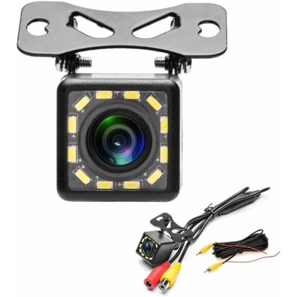 Ryggekamera for bil, 12 LED nattsyn vanntett IP68 vidvinkel 170° for ryggehjelp og parkeringshjelp
