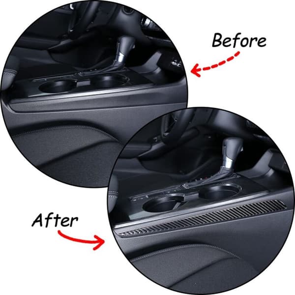 Til 11. 2022 Kulfiber Center Control Gear Side Panel Trim Cover Sticker Interiør Tilbehør, Sort