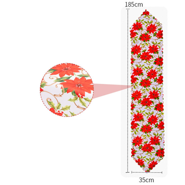 Julebordløber Broderet Luksus Holly Poinsettia Bordløber til Julepynt Stil 2