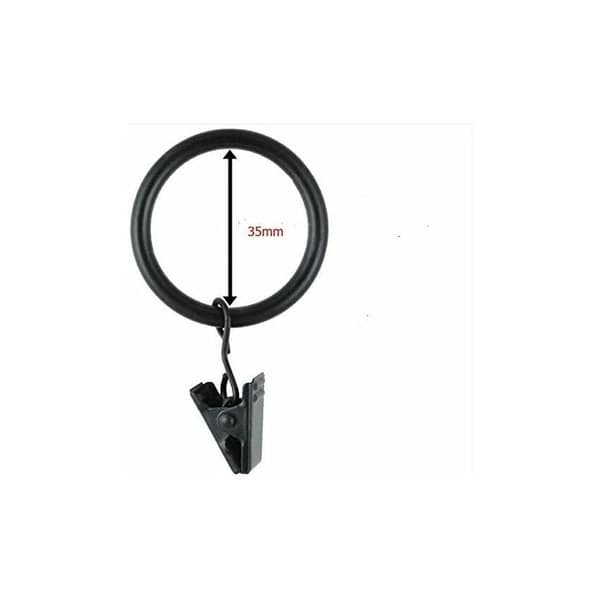 Sæt med 30 gardinklips - Gardinklips med 35 mm diameter ringe til flere anvendelser - Sort