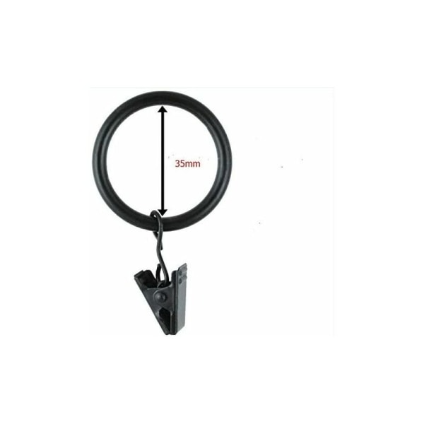 Set med 30 gardinklämmor Gardinklämmor med 35 mm diameter ringar för flera användningsområden - Svart-