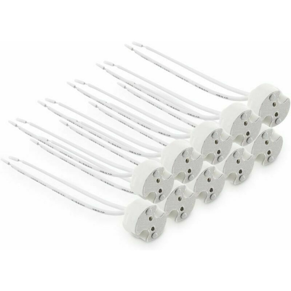 Sæt med 10 GU5.3 fatninger - GU5.3 eller MR16 fatning - Holder med 12V kabel - Til pærer som LED halogen spot