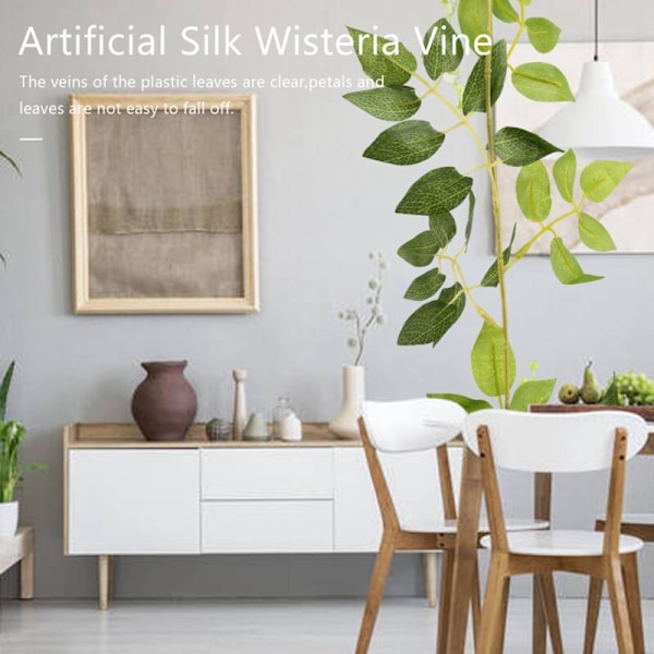 4 stk. Kunstige Blomsterguirlande Falsk Silkevin Falsk Vin Ivy Planter til Bryllup (Hvid)
