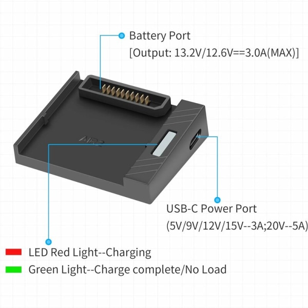 USB-batterilader med PD/QC for DJI Air 2S, Mavic Air 2 Drone, ladestasjonshub-tilbehør