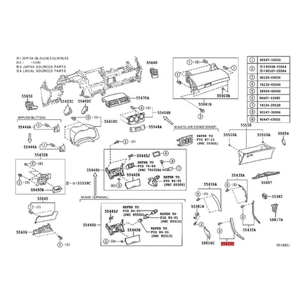 1 par bil dashbord luftventil trimlister for Altis 2007-2013 ABS fiberkonsoller nedre uttak