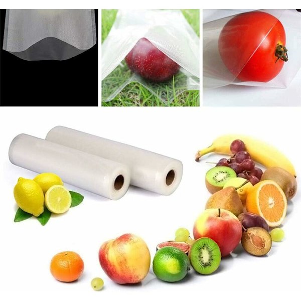 Vakuumposer til mad, Vakuumforseglingsemballage Ruller, Madopbevaring, BPA Fri (2 Pak, 20cmx500cm)
