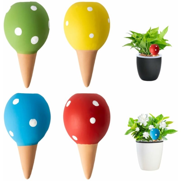 Plante selvvandingssystem - 4 stk. keramiske kegleformede automatiske vandingssystem til planter - blomster vandingssystem