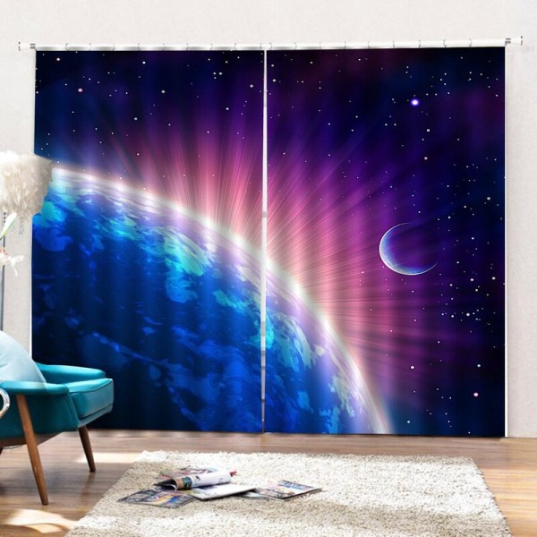 Moderne mørkleggingsgardiner for soverom, vindusgardiner for stue, 85 % 3D-skyggelegging, jordblomsttrykk 100 x 140 cm (H x B)