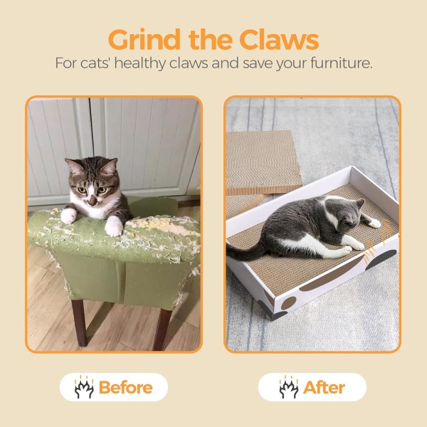 Cat Scratcher Kartong, 3-lags Design Kitty Cat Scratching Pad Resirkulert korrugert Scratcher Cat Scratch Bed Langvarig reversibel