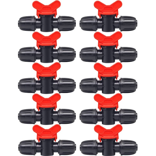 10 stk. Vanningsventil, Vanningsrørventilbryter, Dobbel Hannhane, for Hageplenvanning, for 16 mm Slange