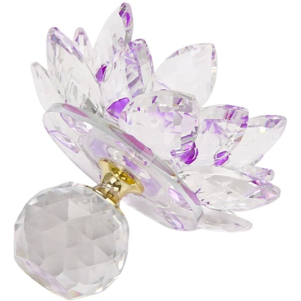Glass Lotus Metall Lysestaker Feng Shui Dekor Lysvarmer Lysestake Lysestaker-Lilla