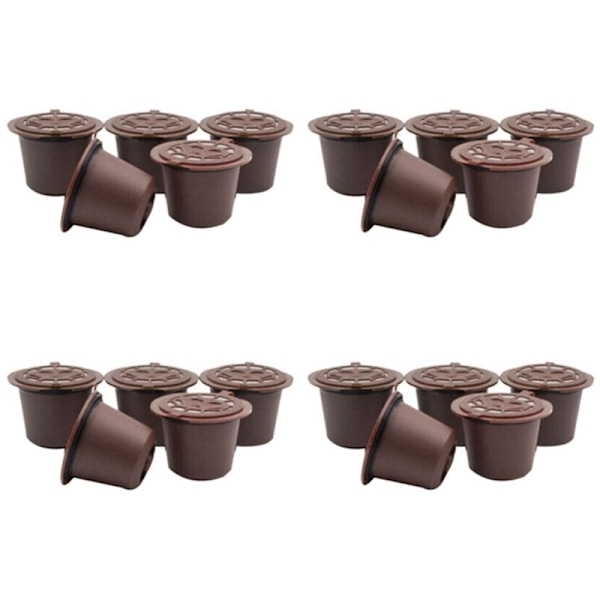 20 stk. serie rustfritt stål gjenbrukbare kaffekapsler for maskiner (B)