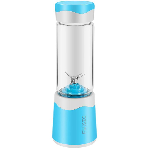 Bärbar Juice Blender Usb Saftkopp Multifunktionell Fruktblender Sex-Blads Blender Smoothies - Blå