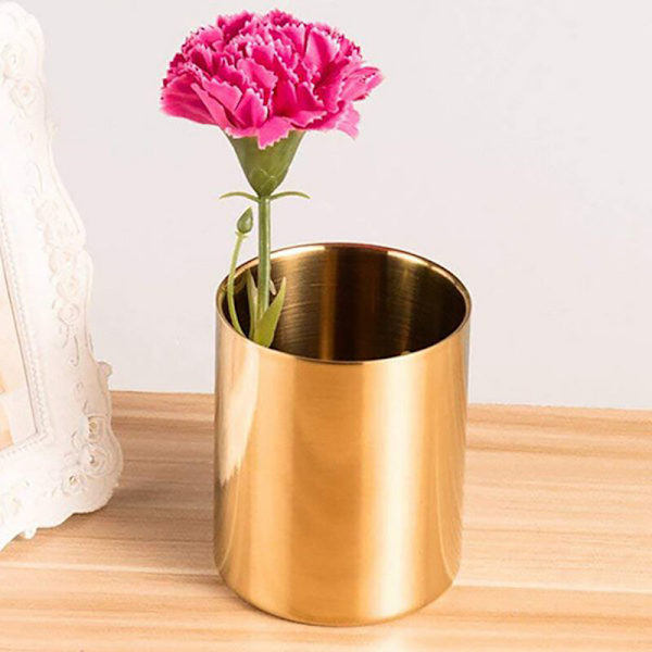 2 stk. serie stabilt anti-rust rustfrit stål cylinder blyant makeup børster holder blomsterarrangement opbevaringsbeholder