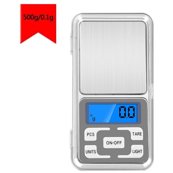 Elektronisk våg, fickvåg, 500g/0,1g Mini fickdigitalvåg för smycken/te/jäst/kaffe kök gram (500g/0,1g)