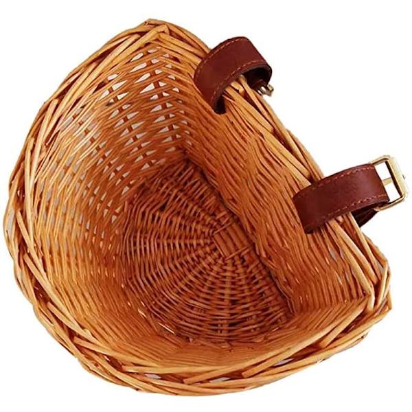 Traditionel Medium Wicker Forhjulskurv med Læderremme
