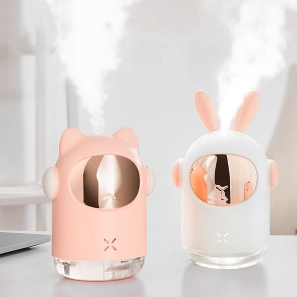 Rabbit Air Luftfuktare 300ML USB Cool-Mist Bedårande Mini Luftfuktare med LED-Ljus för Hemmakontor