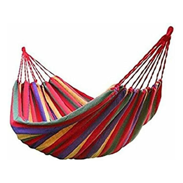 Utomhus Campinghängmatta, Bärbar Canvas för Utomhus, Randig Svingbädd för Utomhus Patio Trädgård Ryggsäck Fritid Trädgård Ultralätta Hängmattor med Väska (19