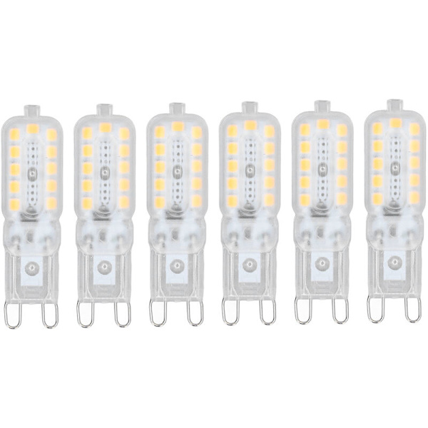Rubberskin G9 LED Dæmpbar Varmt Hvid G9 LED Pære 5W Halogen Lys G9 LED Lampe 360° Bred Stråle Vinkel 22 2835 SMD, 6stk