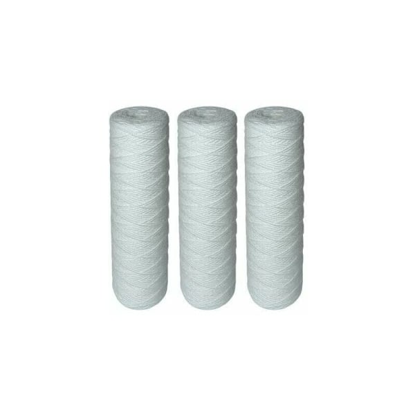 Sett med 3 sårfilterpatroner for vannfilter – Filtrering av sedimenter opptil 25 mikron – Universell standardformat 10” tommer – Varighet: 1 år