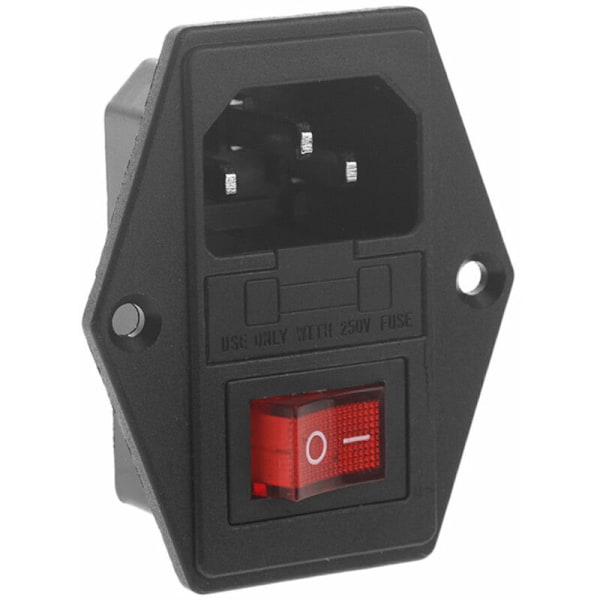 Ny 3-pin IEC320 C14 AC-inngangshannkontakt med sikringsbryter 10A 250V