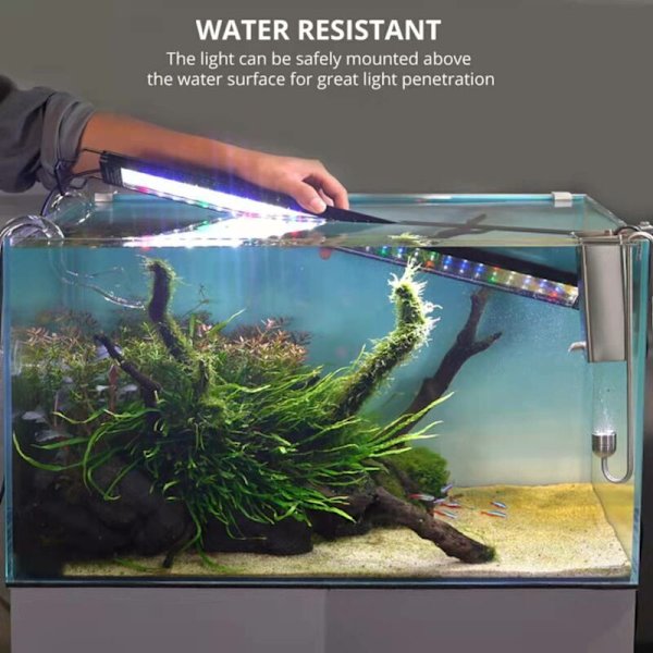 LED Akvarielampe, Belysning til Akvarielampe med Timer, Justerbar 3 Akvarielystilstande (45 60cm) [Energiklasse A+] RWAquarium LED-belysning og