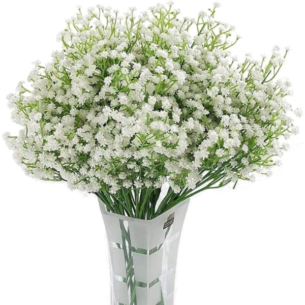 Artificial Gypsophila 12Pc White Silk Flower for Wedding, Party, Bridal, Office Decor