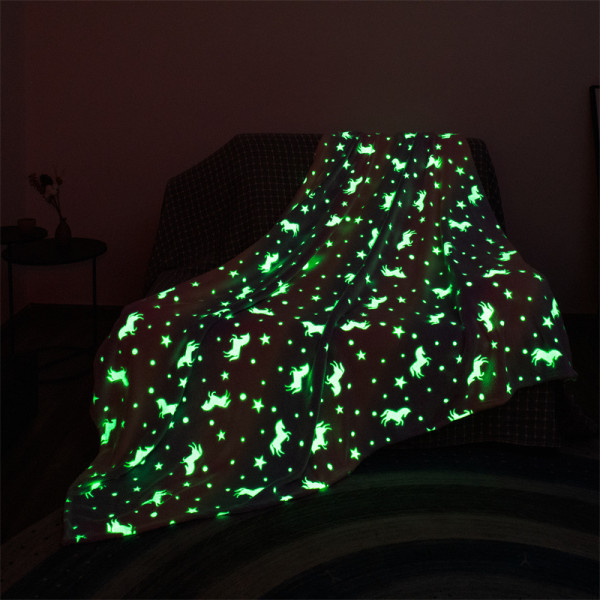 Glow-in-the-mørke tæppe til børns blødt uldtæppe, 1,0m*1,5m
