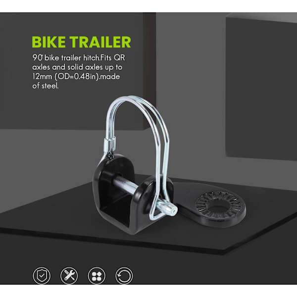 Cykelanhængertræk i rustfrit stål, cykelanhængertræk 12MM, kompatibel med anhængeradapter, forbindelse til kæledyrsvogn