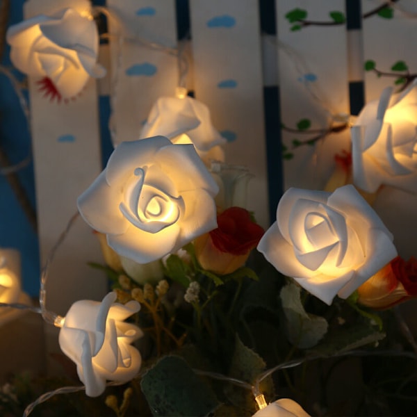 Roselys Batteridrevne Blomsterlys Varmt Hvit Fe Lys Romantisk Hjem Hage Dekorasjon for Bryllup Fest Valentinsdag Jul (3M
