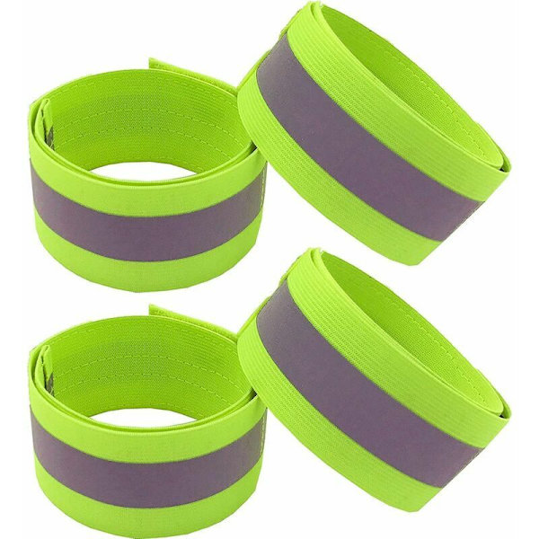 Sett med 4 reflekterende armbånd - Høy synlighet for barns sykler - Fluorescerende ripeelastisk