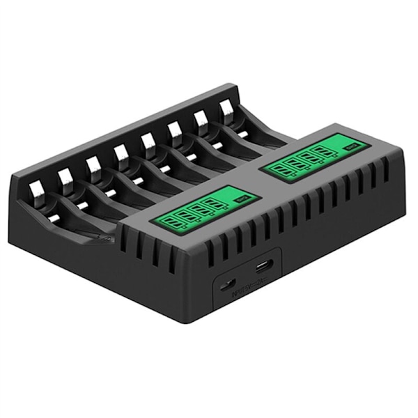 3X LCD-batterilader med 8 slots til AA/AAA NiCd NiMh genopladelige batterier