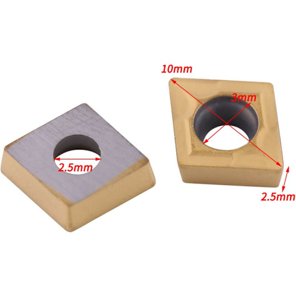 10 x CNC Carbide Inserts, CCMT060204-HM YBC251 Bladskærer Drejebænk Værktøj med Kasse til Halvfabrikerede Stål, Guld, Høj Styrke, Høj Sejhed