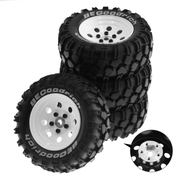 4 st 1,9 tum metallfälg gummidäck för 1/10 RC Crawler TRX4 SCX10 D90 4103 90046 FR4 FMS NT4-Vit