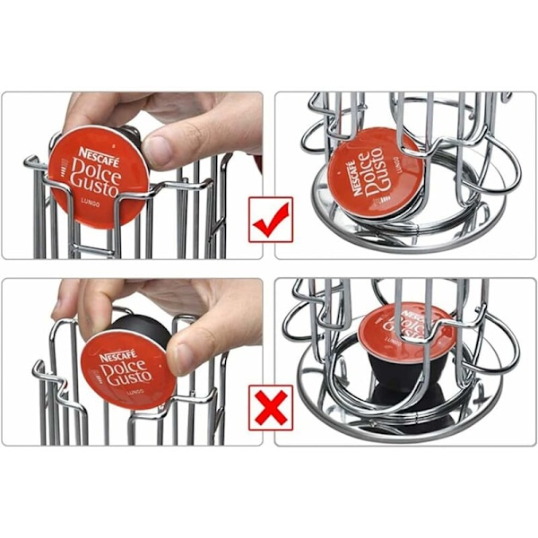 Dolce Gusto Kaffeekapsler Holder, Roterende Dispenser Kapselholder til 24 Kapsler, Dolce Gusto Opbevaringsstativer, 360 Graders Roterende Kapselområde