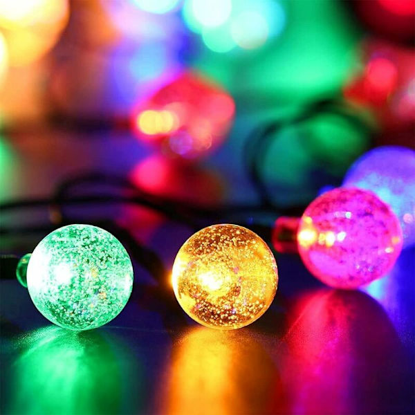 Udendørs Solcellelys Garland - 20 LED - 8 Tilstande - Krystal Kugler - Vandafvisende - IP65 - Til Have, Terrasse, Træer, gårdsplads, Fest, Bryllupsdekoration
