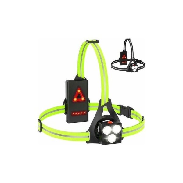 -Løb Lys, USB Genopladelig LED Løb Lys, 120° Justerbar Brystlampe, 500 Lumen, Løb Lys med Reflekterende Strimler til Jogging, Udendørs Sp